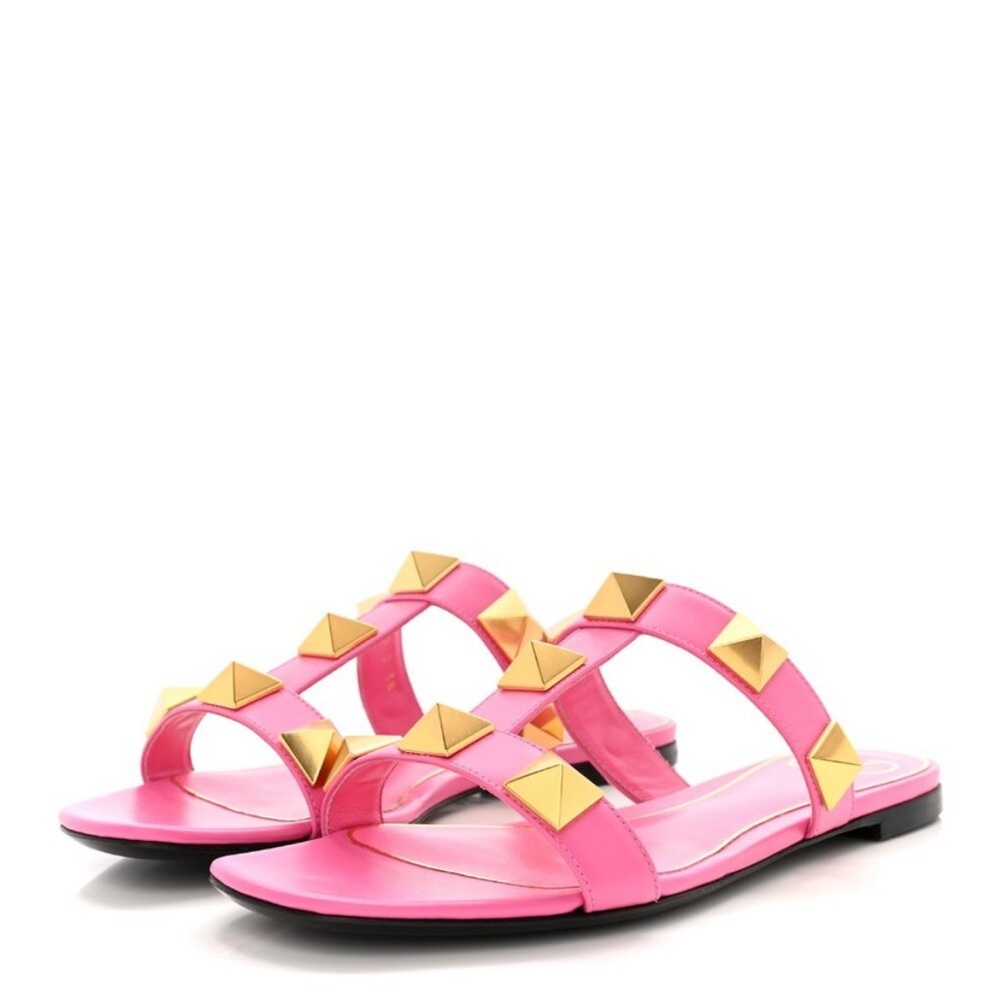 Valentino Garavani Pink Sandals with Gold Studs - Picture 6 of 6